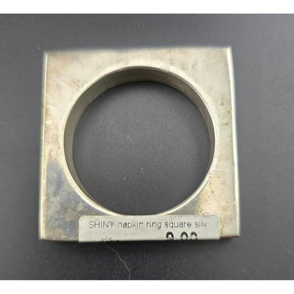 Shiny Square Silver Napkin Rings Set Of 9 Metallic Table Decor Square Shape - Picture 4 of 8